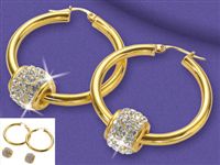 9ct gold Hoop Earrings With CZ Ball