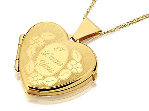 9ct Gold I Love You Heart Locket And Chain -