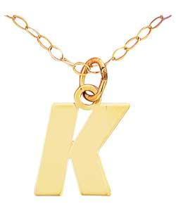 9ct Gold Initial Pendant - Letter K