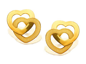 9ct Gold Interlocking Hearts Earrings 5mm -