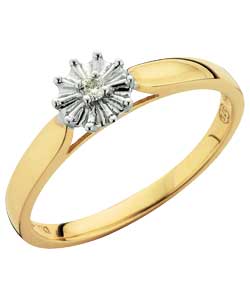 9ct Gold Key Stone Set Diamond Solitaire Ring