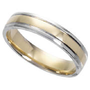 9ct Gold Ladies 4mm Two Tone Court Wedding Ring, L