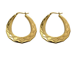 9ct Gold Large Creole Earrings 40mm - 072451