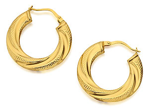 9ct Gold Large Double Strand Creole Earrings -