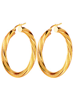 9ct gold Large Twist Effect Hoop Earrings
