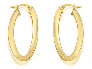 9ct Gold Large Twisted Ribon Hoop Earrings -
