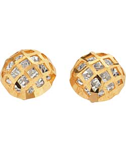 9ct Gold Lattice Cubic Zirconia Stud Earrings