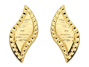 9ct Gold Leaf Stud Earrings 11mm - 070103