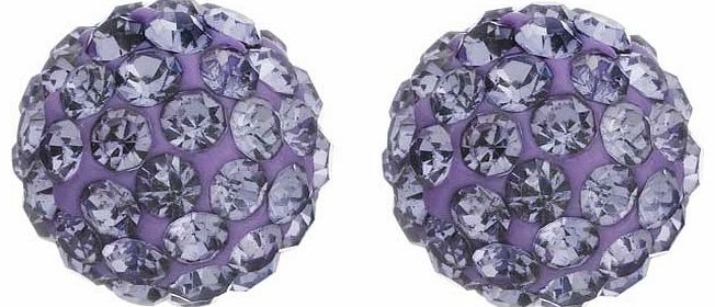 9ct Gold Lilac Crystal Ball Stud Earrings
