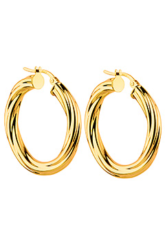 9ct gold Medium Twist Hoop Earrings
