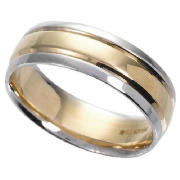 9ct Gold Mens 6mm Two Tone Court Wedding Ring, T
