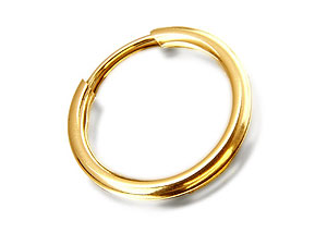 9ct Gold Mens Plain Hoop Single Earring 15mm -
