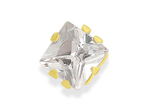 9ct Gold Mens Princess Cut Cubic Zirconia Single
