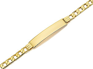 9ct gold Mens Square Curb Link Identity Bracelet