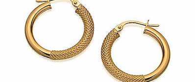 9ct Gold Mesh Patterned Hoop Earrings 20mm -
