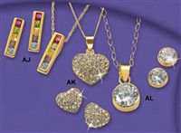 9ct gold Multi Colour CZ Pendant And Earrings Set