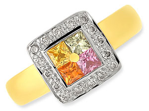 9ct gold Multi Colour Sapphire and Diamond Ring 046404-L