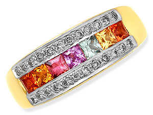 9ct gold Multi-Colour Sapphire Ring 048133-J