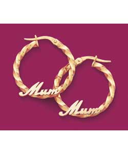9ct gold Mum; Twisted Creole Earrings