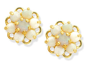 Opal Flower Cluster Earrings - 070225