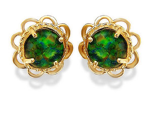 9ct gold Opal Triplet Stud Earrings 070988