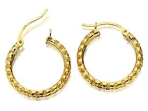 9ct Gold Open Lattice Hoop Earrings 22mm - 072207