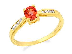 9ct gold Orange Sapphire and Diamond Ring 048381-N