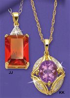 9ct gold Orange Sapphire And Pave Set Diamond Pendant
