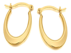 9ct Gold Oval Creole Earrings - 074187