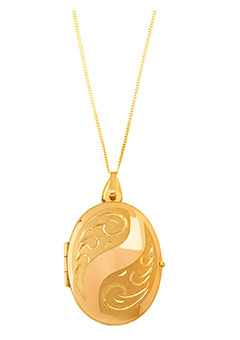 9ct gold Oval Paisley Locket and Chain