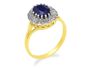 9ct gold Oval Sapphire and Diamond Cluster Ring 049276-P