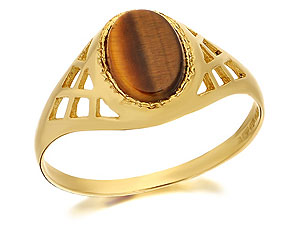 9ct Gold Oval Tigers Eye Signet Ring - 182966
