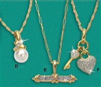9ct Gold Pave Set Diamond Key And Heart Pendant