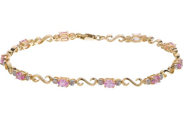 Pink Sapphire and 0.1ct Diamond Bracelet