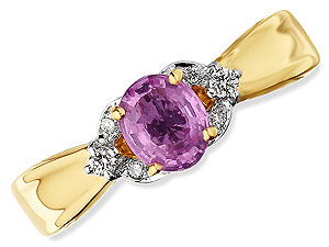 9ct gold Pink Sapphire and Diamond Ring 048304-J