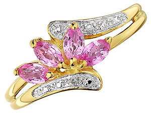 9ct gold Pink Sapphire and Diamond Ring 048488-J