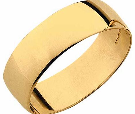 9ct Gold Plain D-Shape 6mm Wedding Ring - Size T