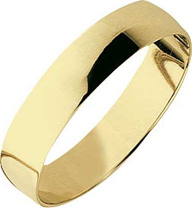 9ct Gold Plain D-Shape Wedding Ring - 4mm
