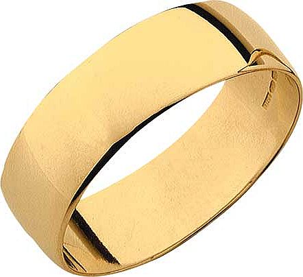 9ct Gold Plain D-Shape Wedding Ring - 6mm