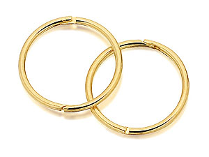9ct Gold Plain Hinged Hoop Earrings 12mm - 072472