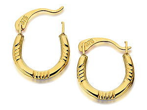 9ct Gold Plain Hoop And Bead Earrings 18mm -