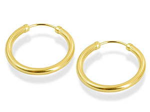 9ct Gold Plain Hoop Earrings 22mm - 072021