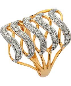 9ct Gold Plated Silver Multi Crossover Ring