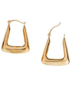 9ct Gold Polished Rectangular Creole Earrings