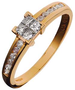9ct Gold Princess Cut Diamond Ring