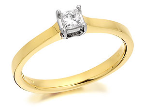 9ct Gold Princess Cut Solitaire Diamond Ring