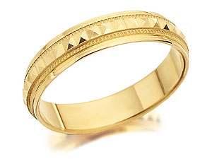 9ct Gold Pyramid Design Brides Wedding Ring 4mm