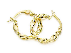 9ct Gold Ribbon Twist Hoop Earrings - 072096