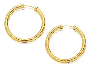 9ct gold Rope Effect Tube Hoop Earrings 072019