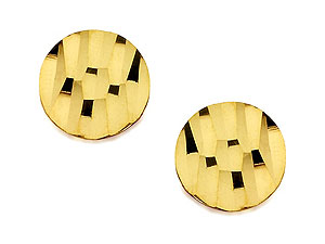 9ct Gold Round Diamond Cut Earrings 6mm - 070109